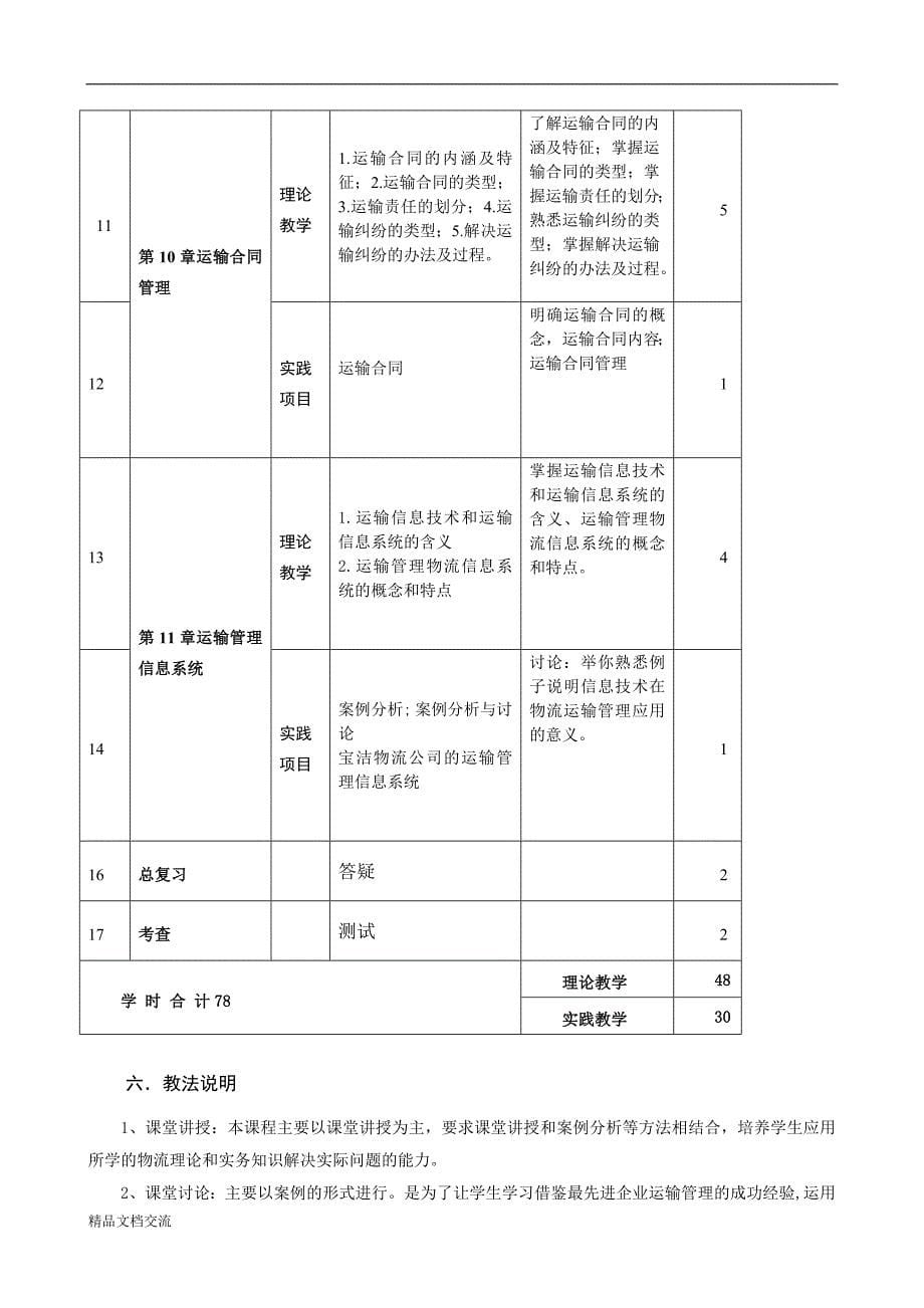 《运输管理》课程教学大纲_第5页