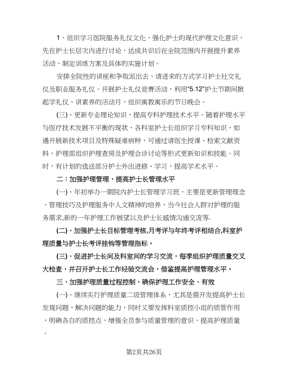 护士长个人工作计划样本（9篇）.doc_第2页