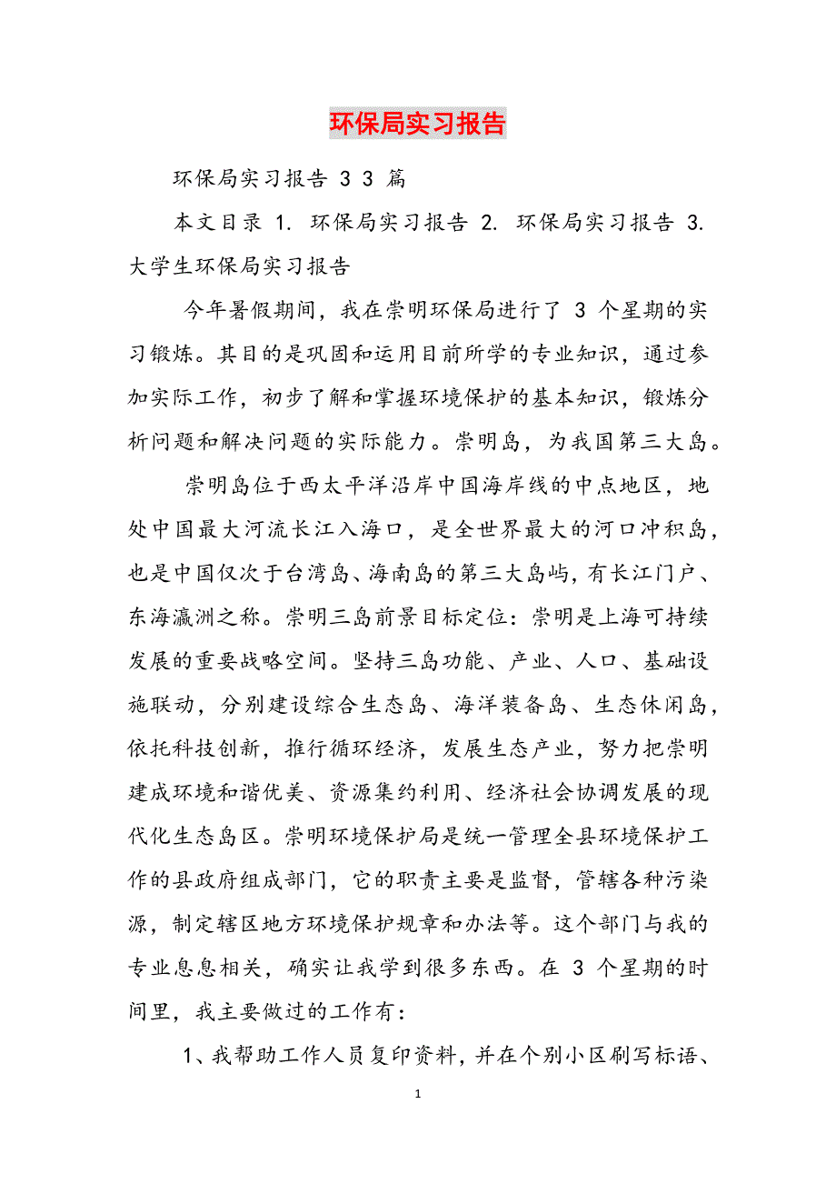 2023年环保局实习报告.docx_第1页