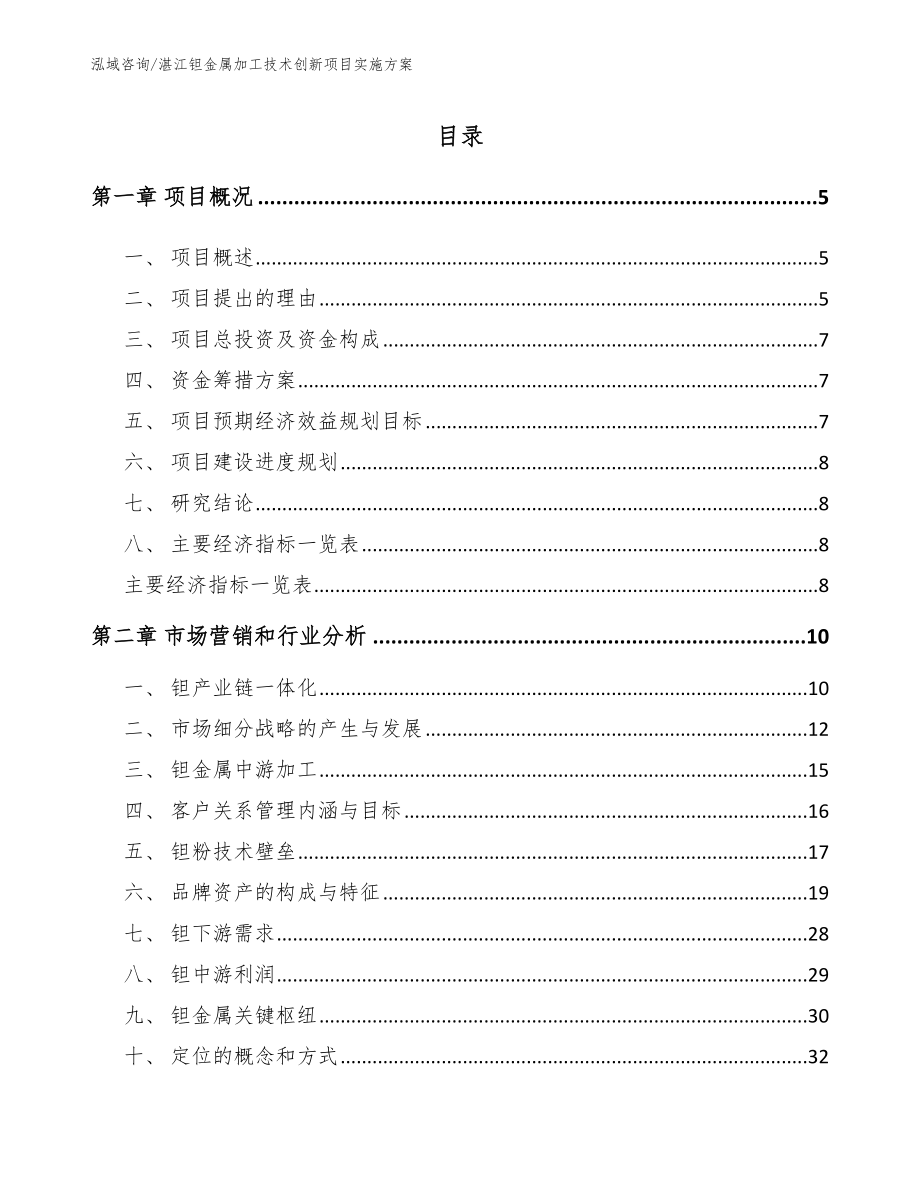 湛江钽金属加工技术创新项目实施方案参考范文_第1页