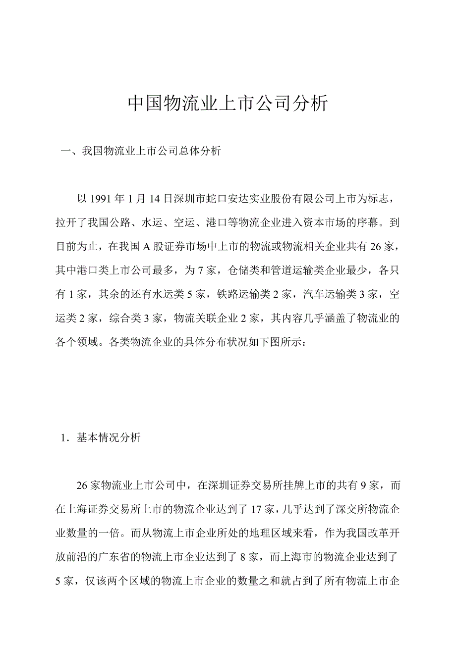 企业管理-物流管理→我国物流业上市公司发展状况_第1页