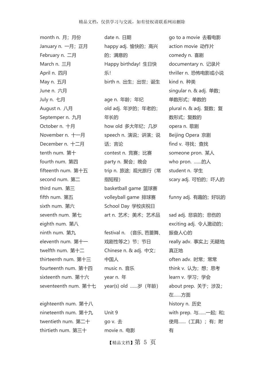 七年级英语单词表_第5页