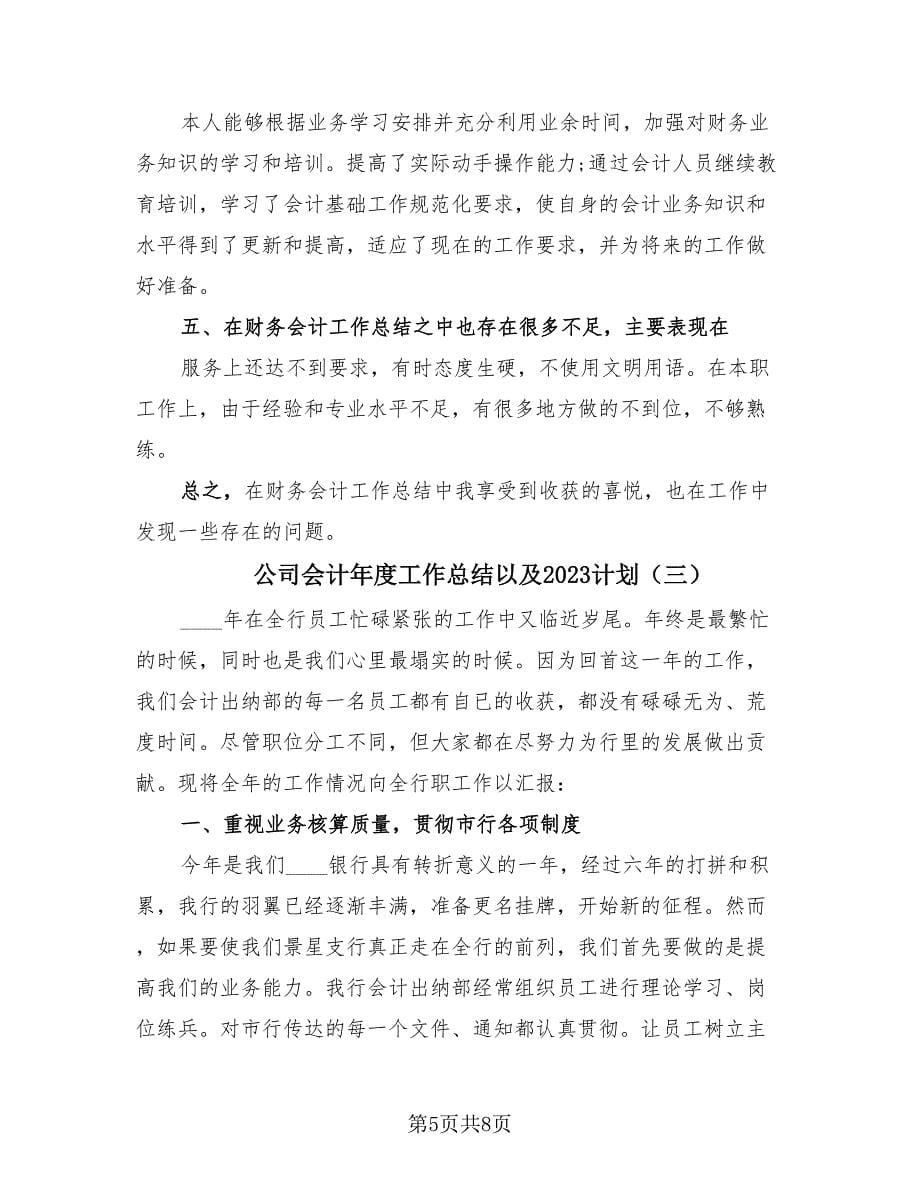 公司会计年度工作总结以及2023计划（三篇）.doc_第5页