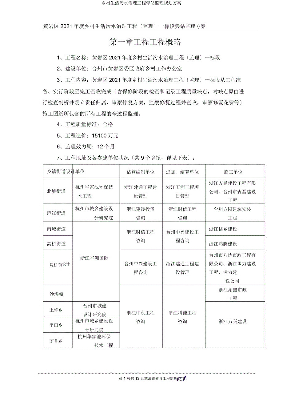 农村生活污水治理工程旁站监理规划方案.doc_第2页