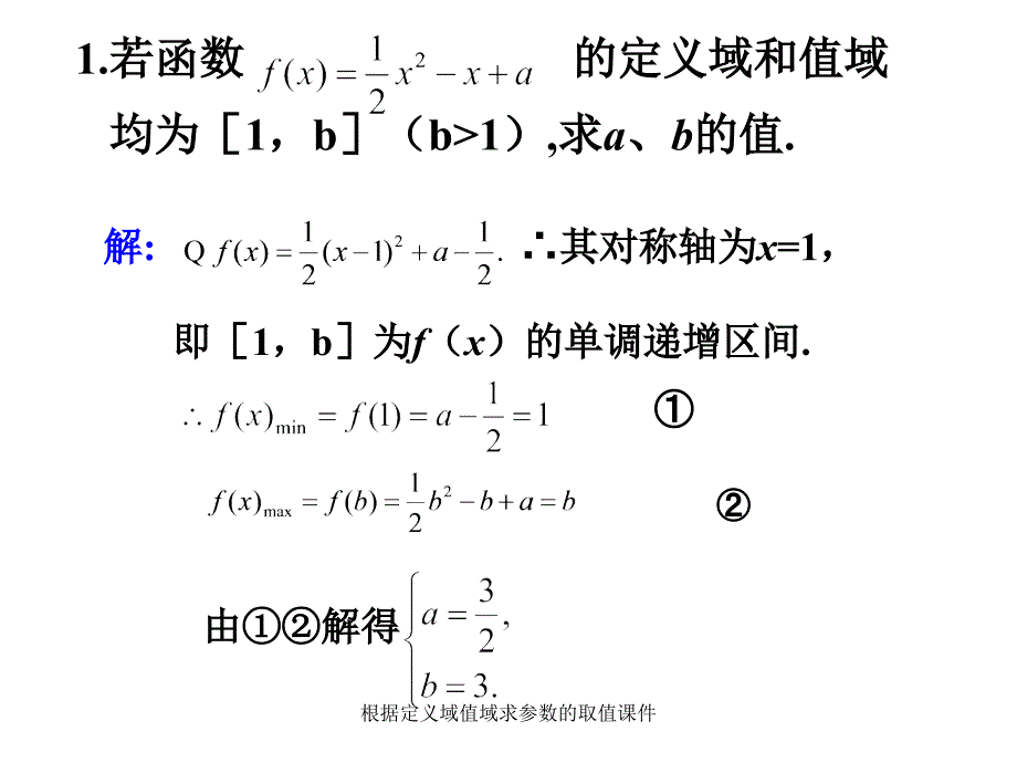 根据定义域值域求参数的取值课件_第2页