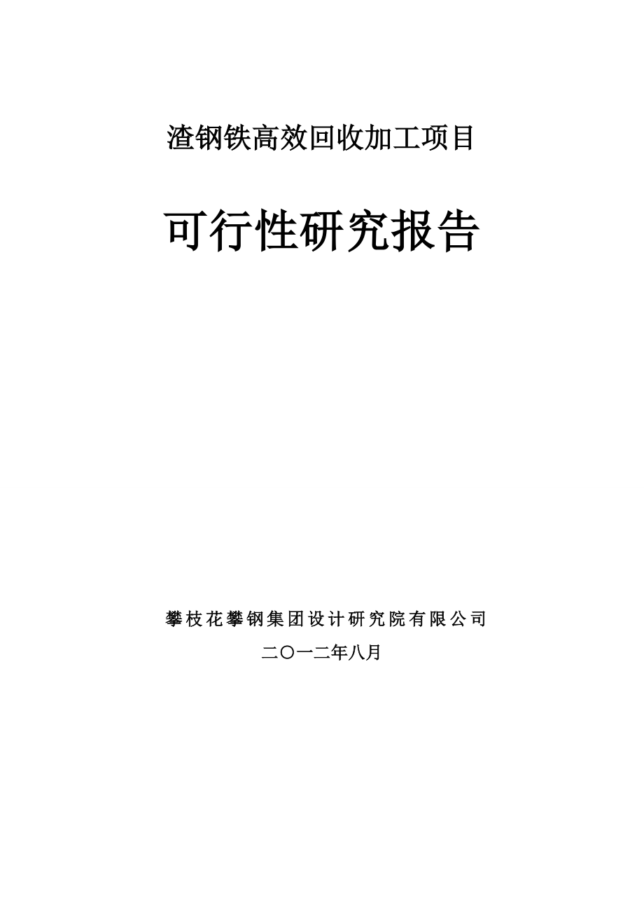 渣钢铁高效回收加工项目可行性研究报告_第1页