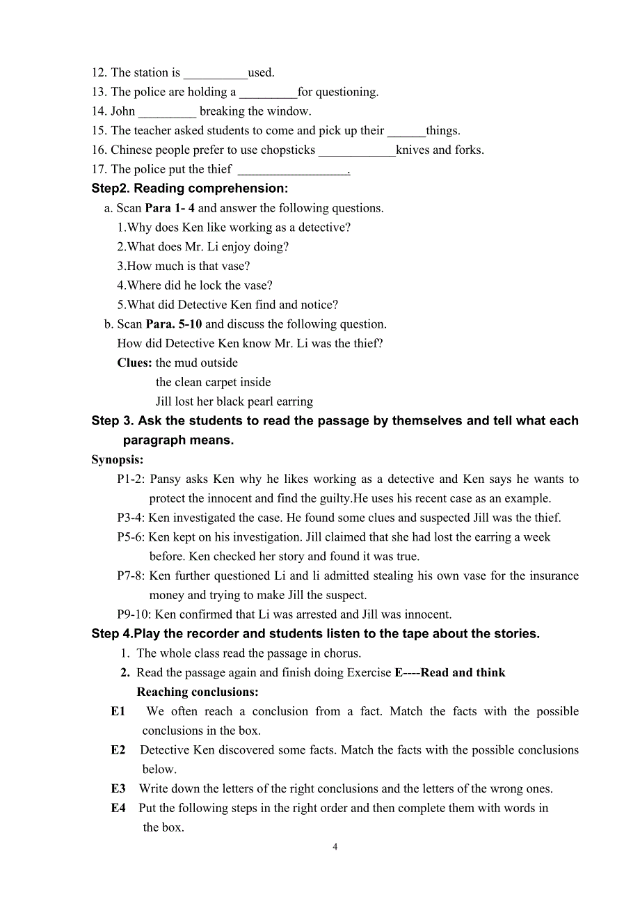 Teaching plan Of Chapter 3Detectives and crimes_第4页