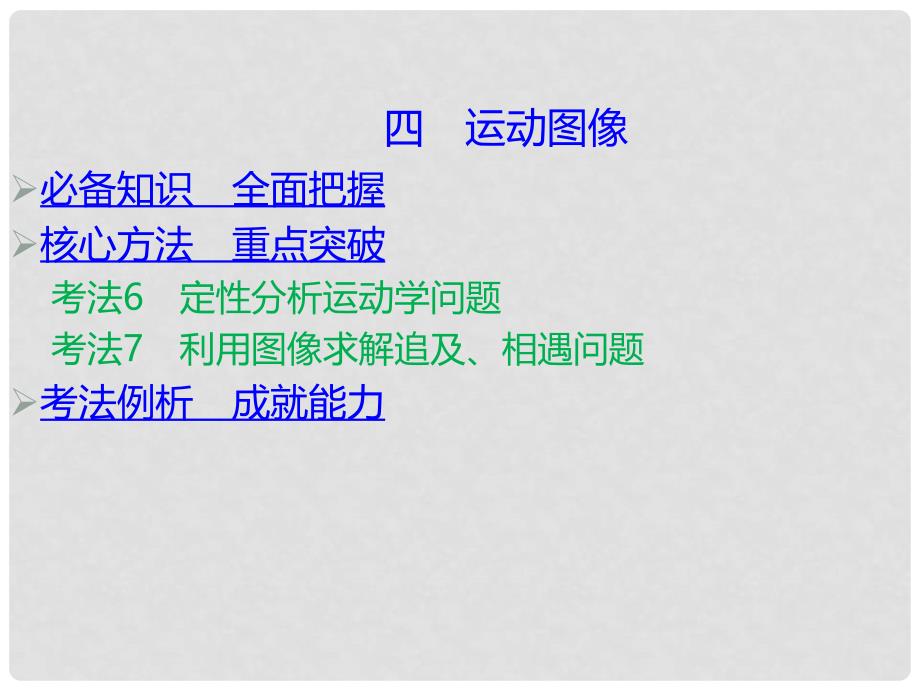 高考物理 核心方法重点突破——直线运动：四、运动图像课件_第1页