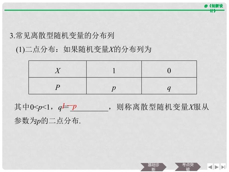 高考数学大一轮复习 第十一章 计数原理、概率、随机变量及其分布 第7节 离散型随机变量及其分布列课件 理 新人教B版_第5页