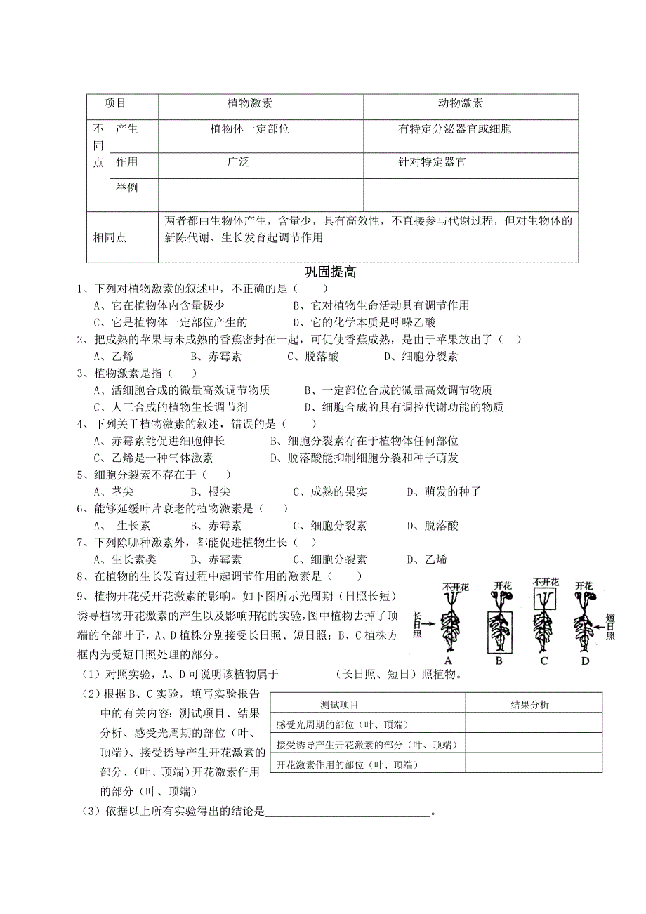 高中生物《稳态与环境》第三章第3节其他植物激素学案 新人教版必修3_第2页