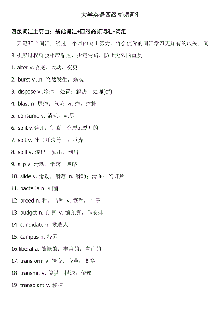 四级高频词汇_第1页