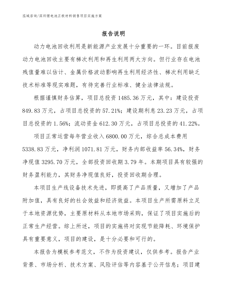 深圳锂电池正极材料销售项目实施方案（范文参考）_第2页