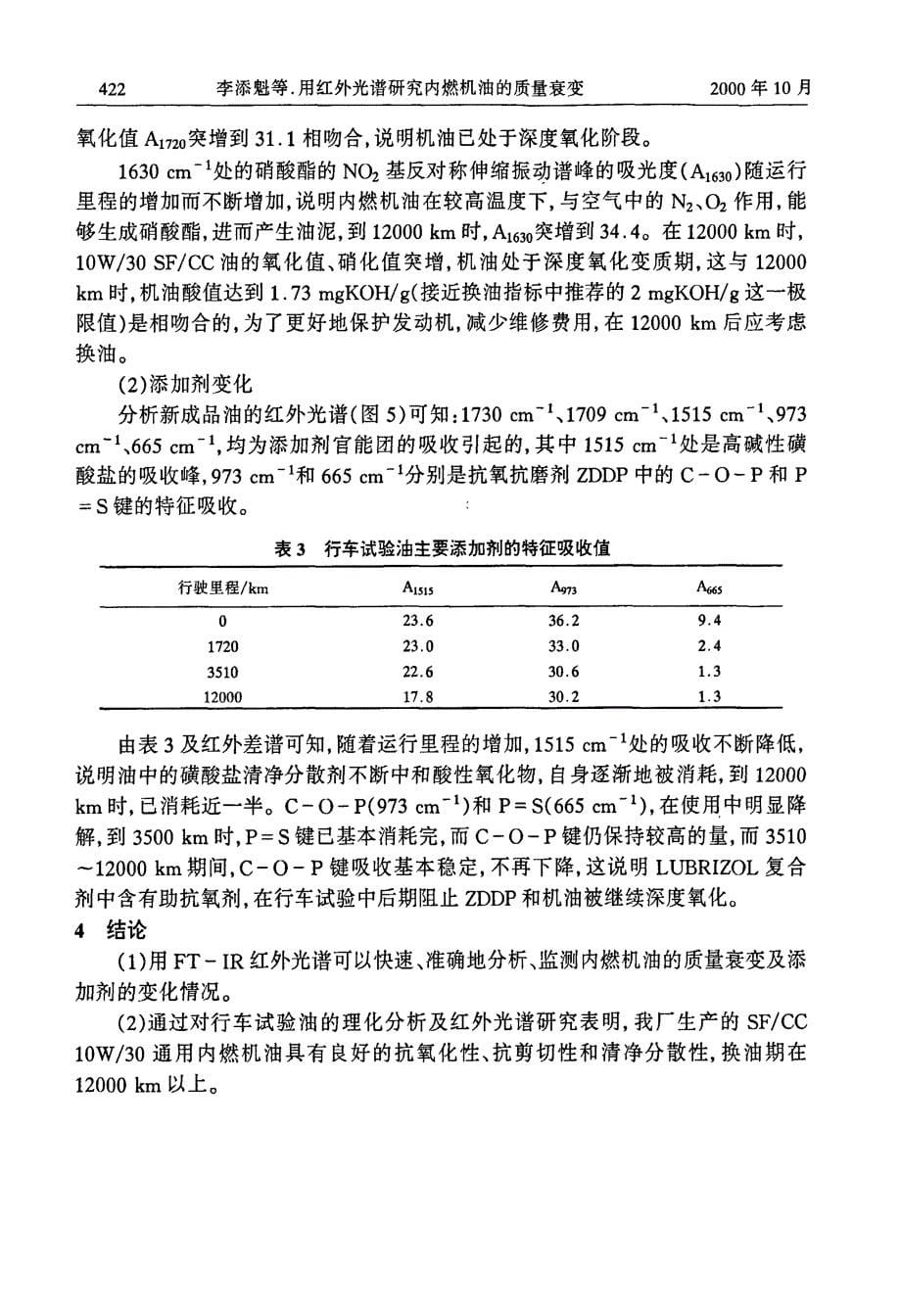 国标用红外光谱研究内燃机油的质量衰变_第5页