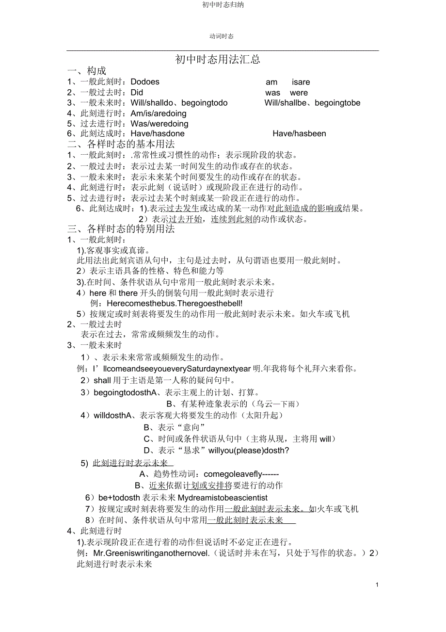 初中时态归纳.doc_第1页