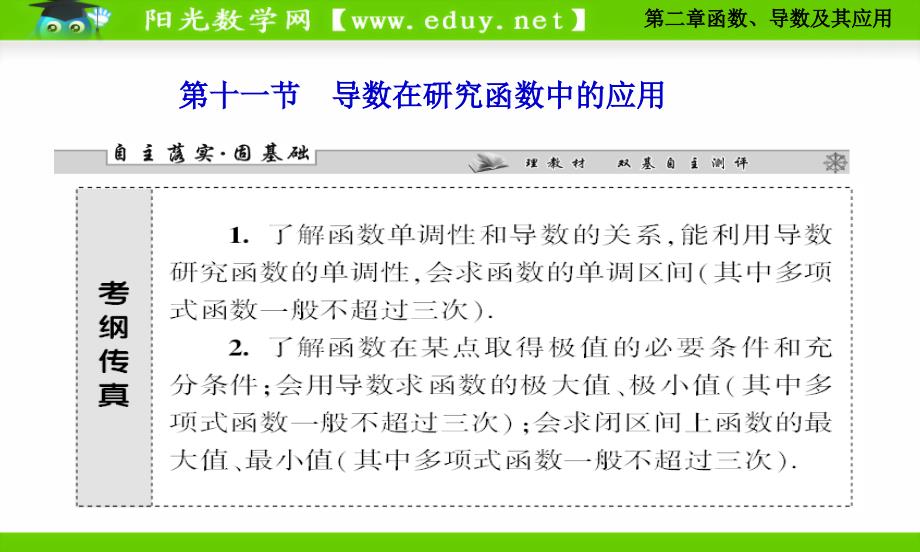 函数导数及其应用第十一节导数在研究函数中的应用课件_第1页