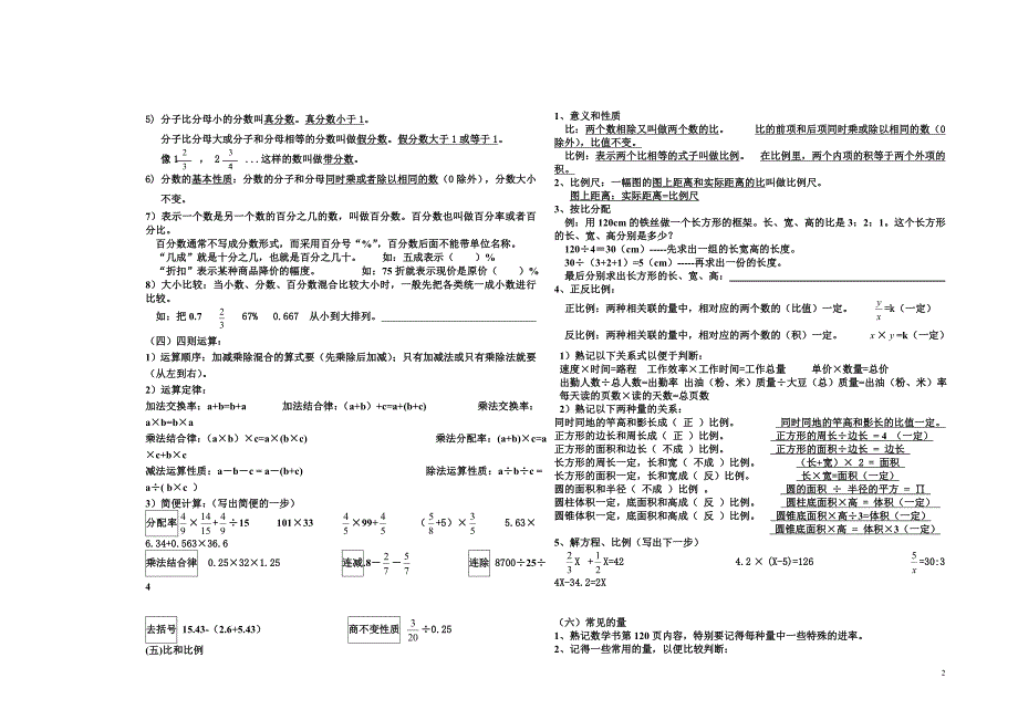 六年级数学总复习资料总结知识点_第2页