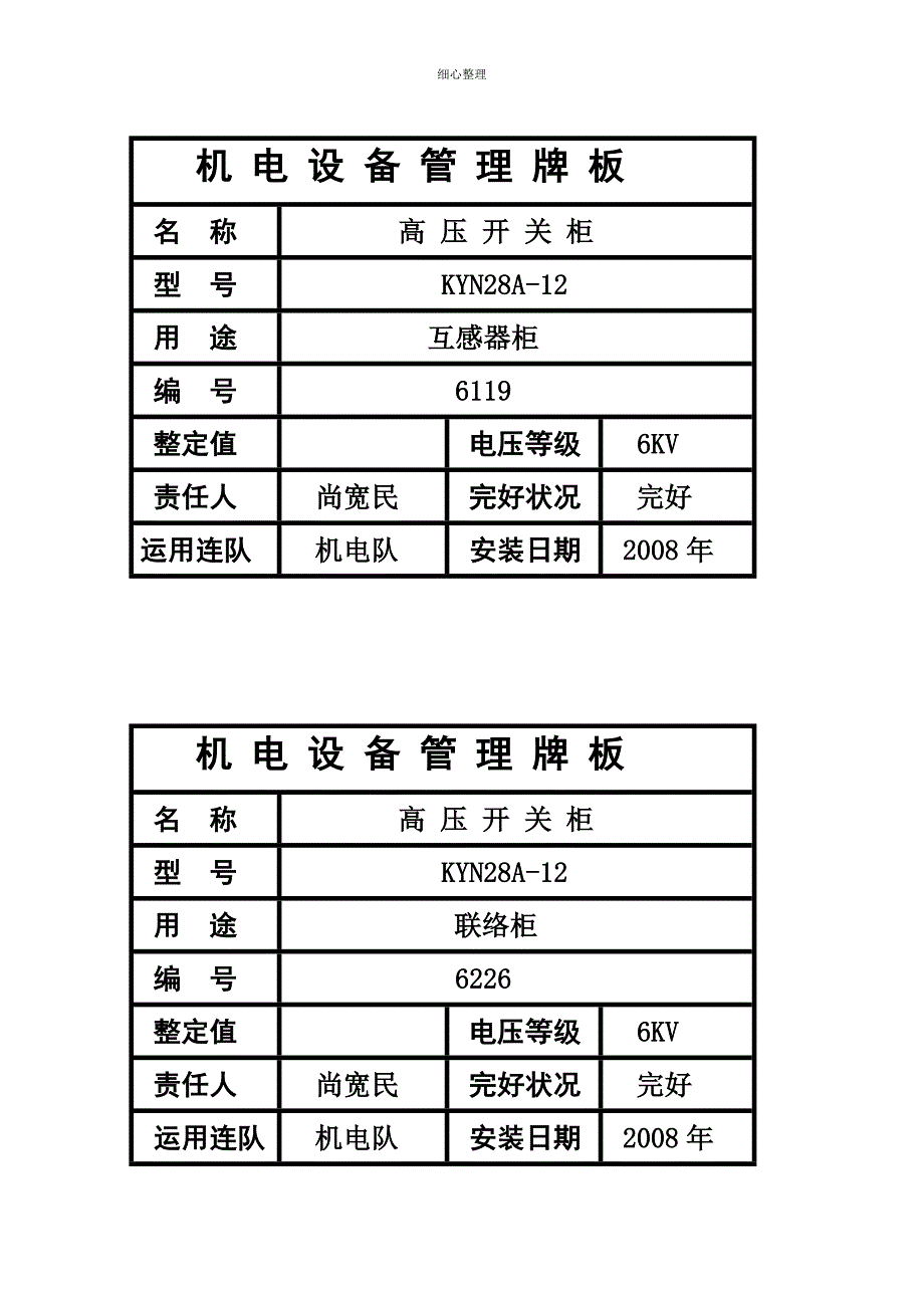 机电设备管理牌板 (2)_第1页