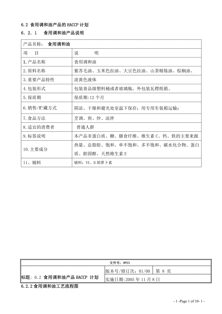 食用油HACCP计划_第1页