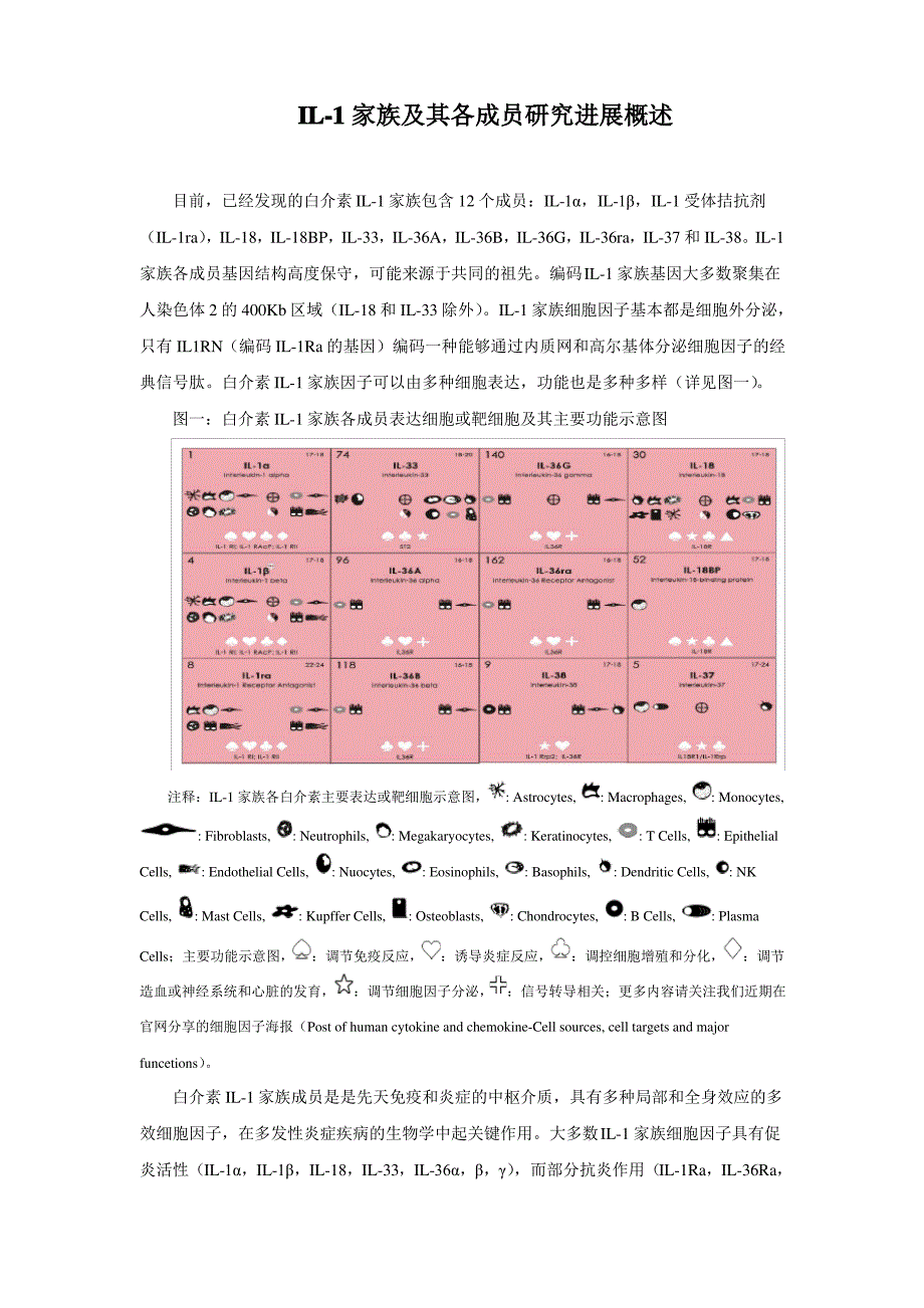 IL-1家族及其各成员研究进展_第1页