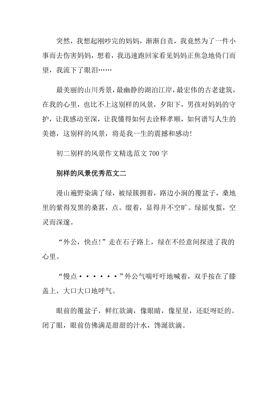 初二别样的风景作文精选范文700字_第2页