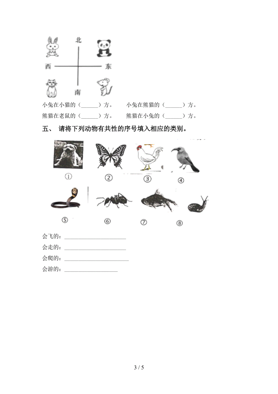 小学一年级科学上册期中考试卷(完整版).doc_第3页