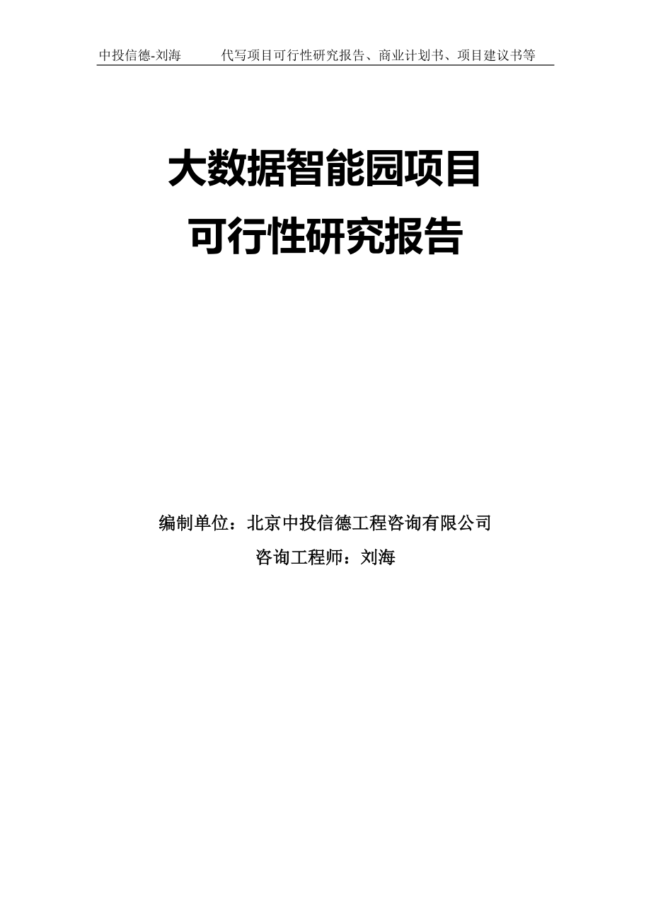 大数据智能园项目可行性研究报告模板_第1页