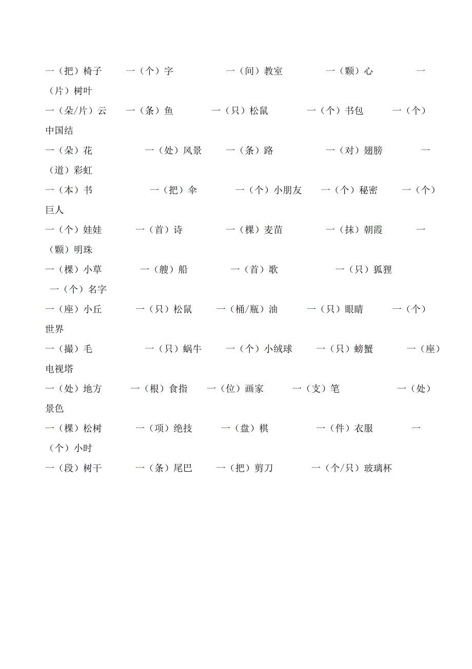 2022年小学语文一、二年级量词填空_第4页