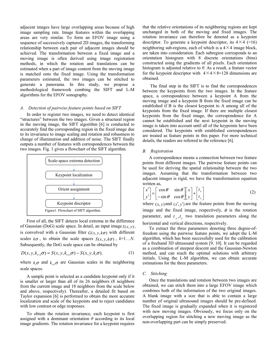 外文资料--Accurate Image Registration Using SIFT for Extended-Field-of-View Sonography_第2页