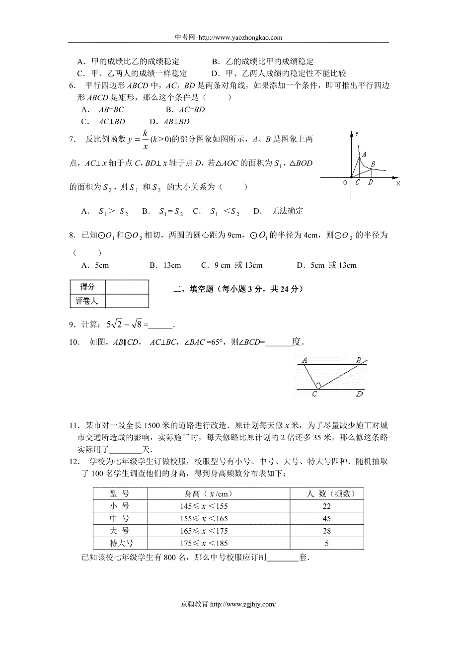 2008年宁夏中考数学试卷及答案word_第2页