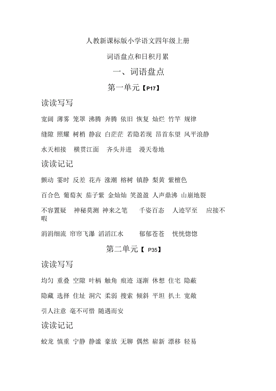 小学四年级语文上册词语盘点和日积月累_第1页