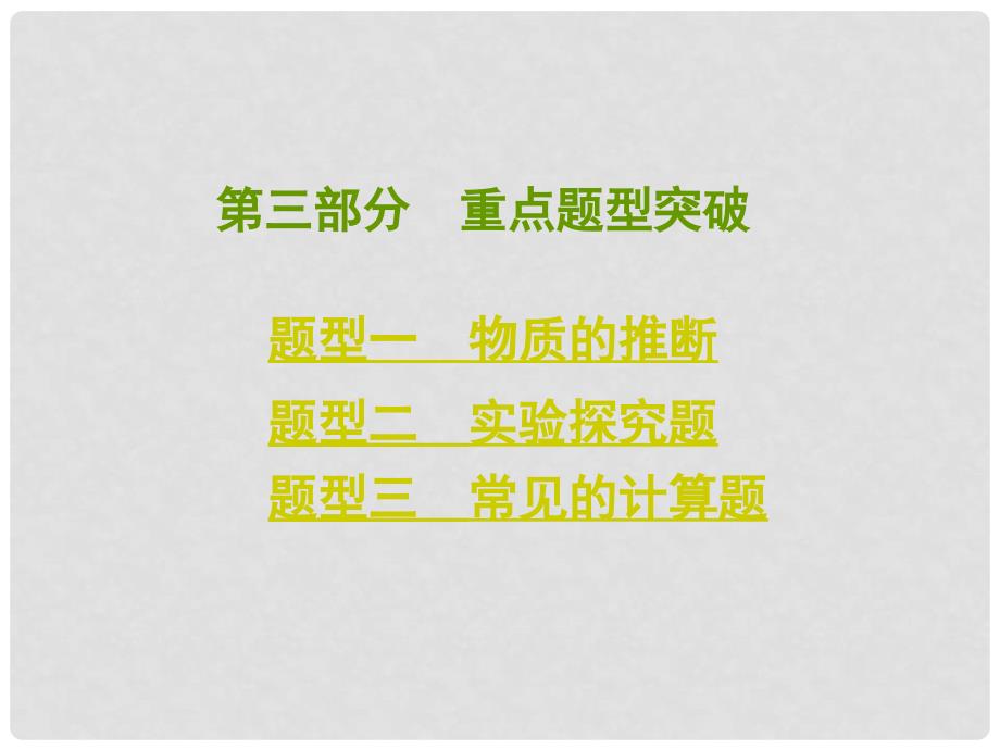 中考化学总复习 考点清单 第三部分 重点题型突破课件（含13年中考试题）_第1页