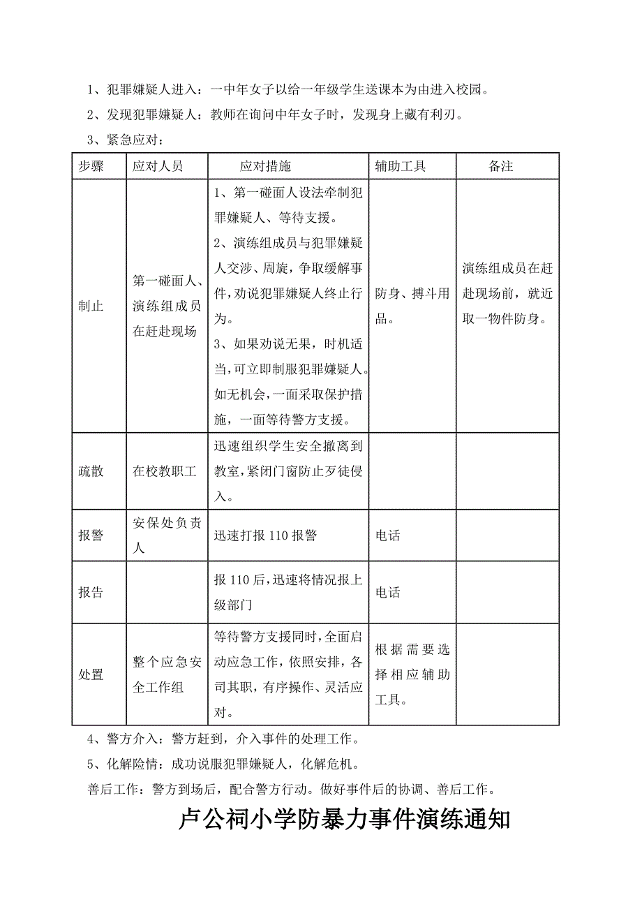 小学防非法侵入事件演练方案_第2页