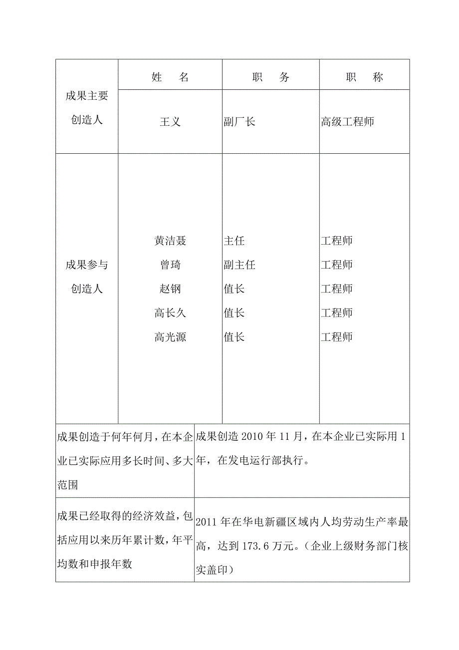 “发电岗位职工星级员工评定动态管理”全国电力行业企业管理创新成果申报表_第4页