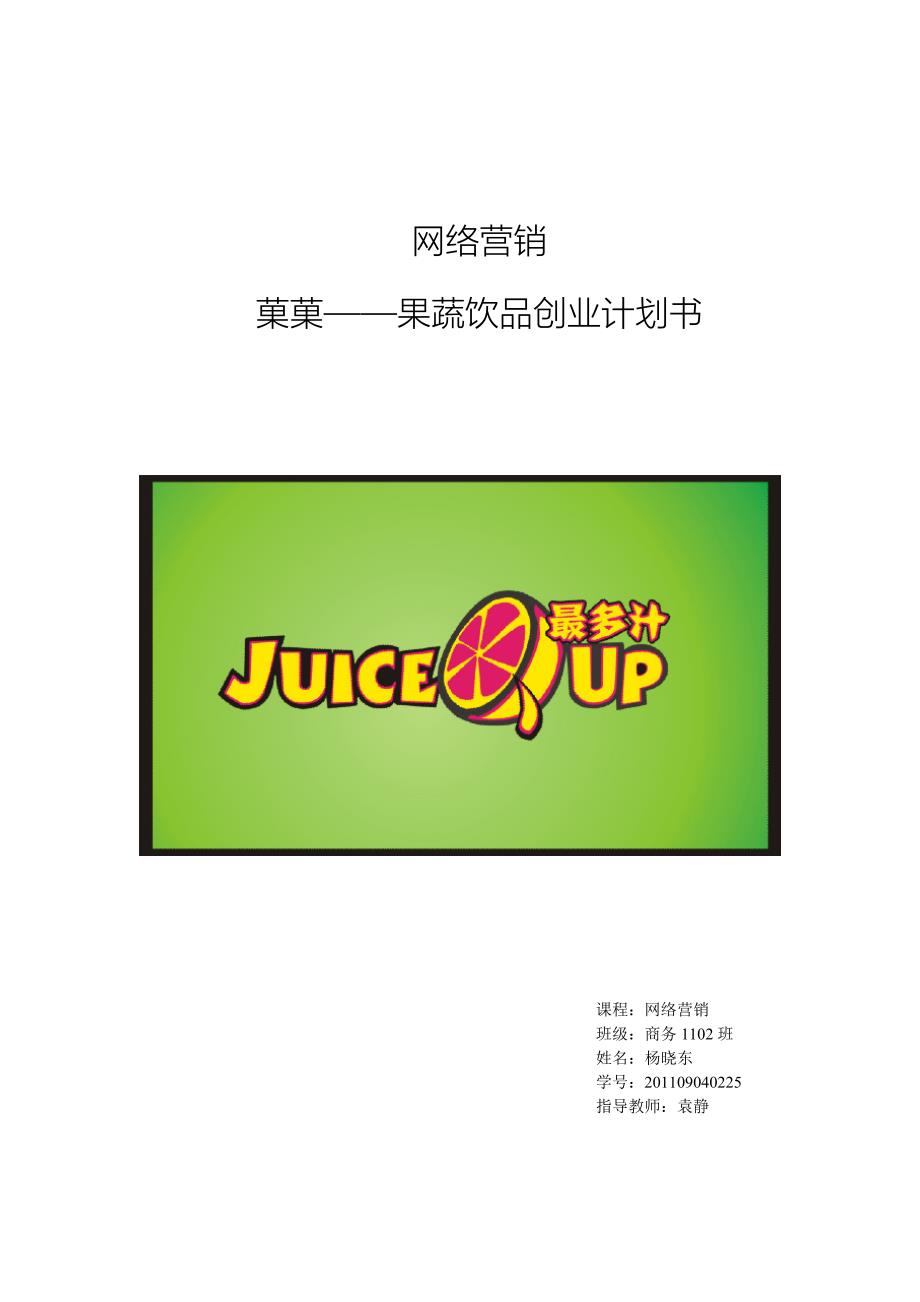 果蔬饮品创业计划书.doc_第1页