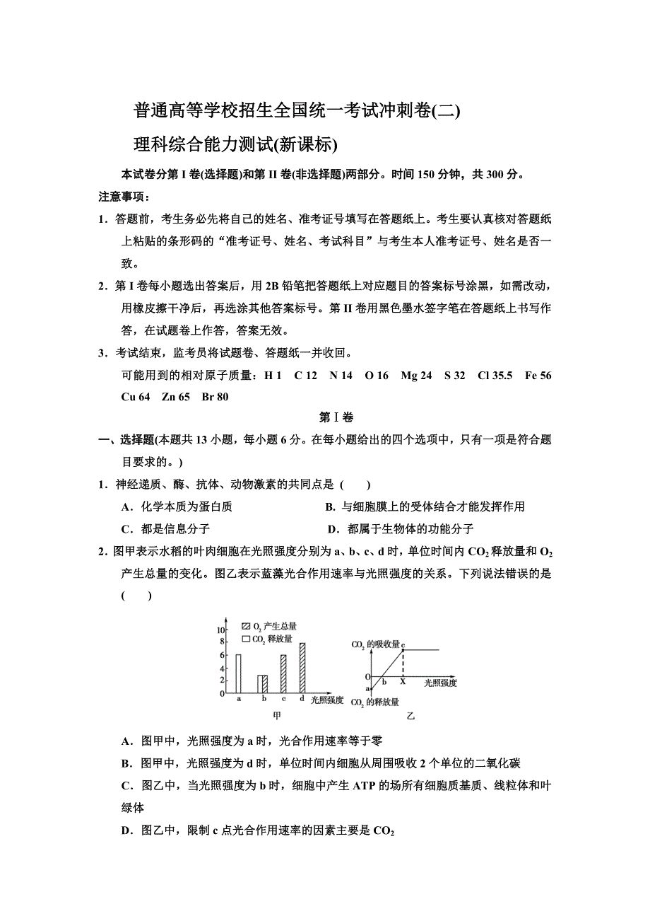 2014年普通高等学校招生全国统一考试高考冲刺卷试题_第1页