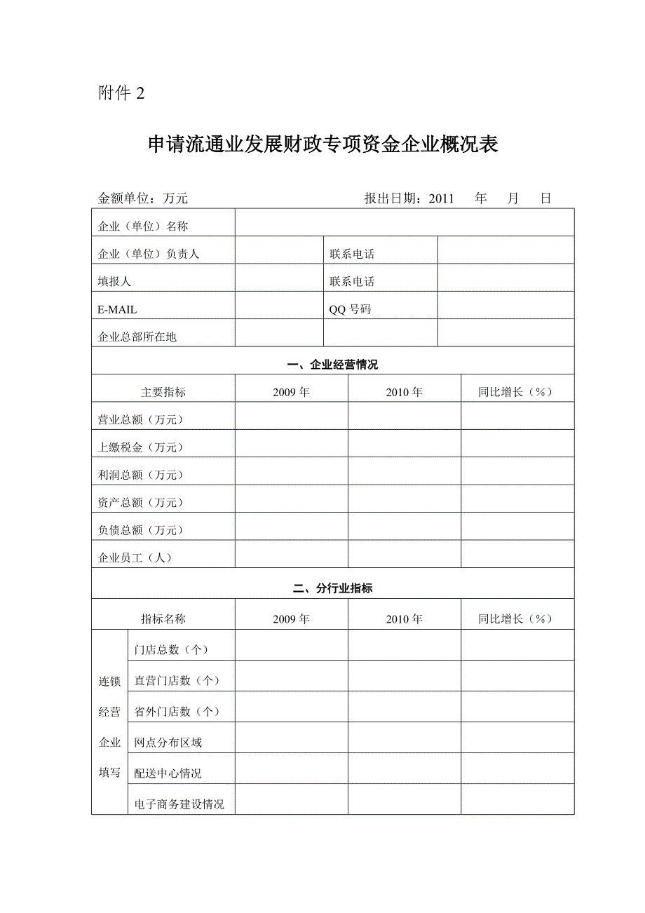 申请流通业发展财政专项资金企业概况表汇编_第3页