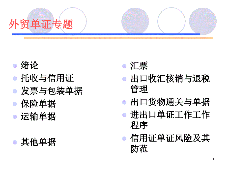 外贸单证员培训单证部分_第1页