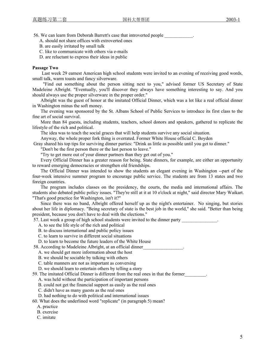 中国科学院大学研究生学位统考英语A分级考试真题及详解GET2-2003-1.doc_第5页