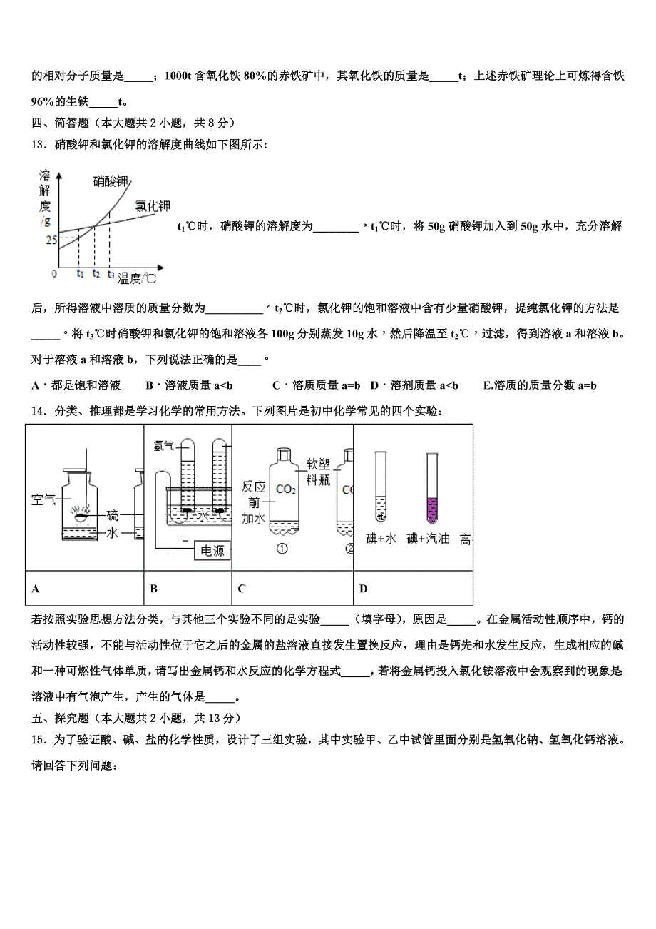 江苏省南京十八中学2021-2022学年中考化学模拟预测题含解析_第4页