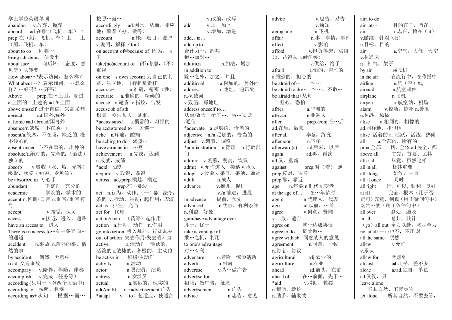 学士学位英语单词一览表(精品)_第1页