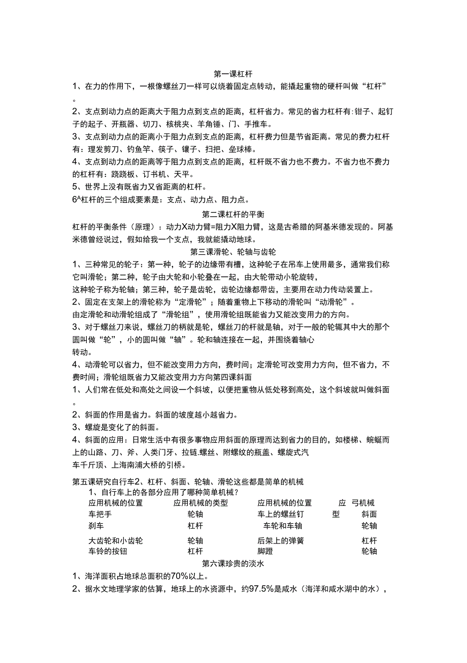 粤教版六级下册科学复习提纲_第1页