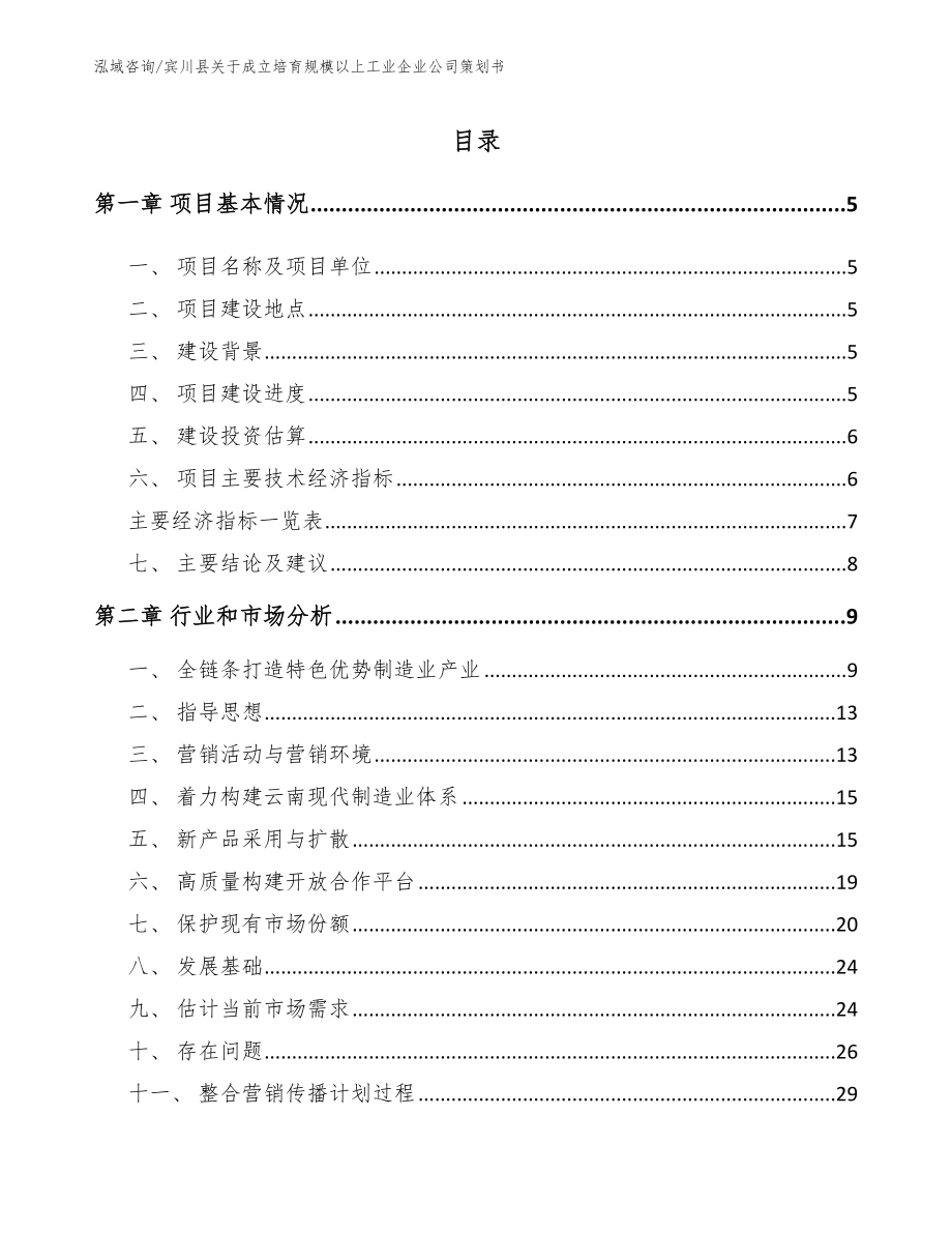 宾川县关于成立培育规模以上工业企业公司策划书_模板_第1页