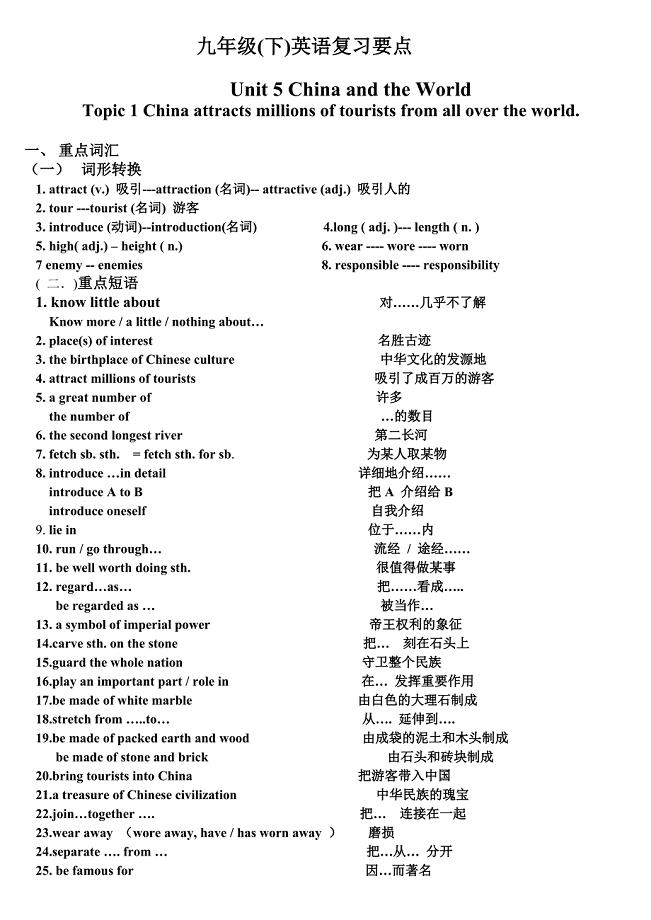 仁爱英语九下知识点归纳.doc