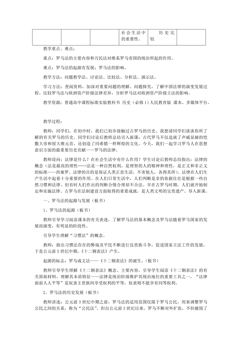 2022年高中历史 罗马法的起源与发展教案 新人教版必修1_第2页