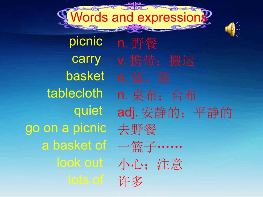 冀教版七年级英语上册Unit5Lesson28AFamilyPicnic共16张_第2页