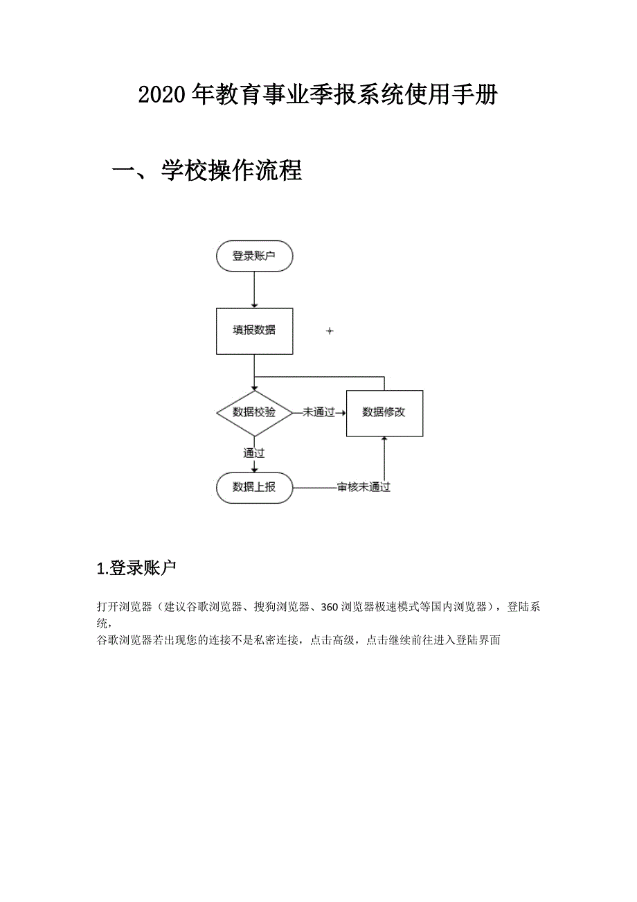 教育事业季报系统使用手册(学校）_第1页