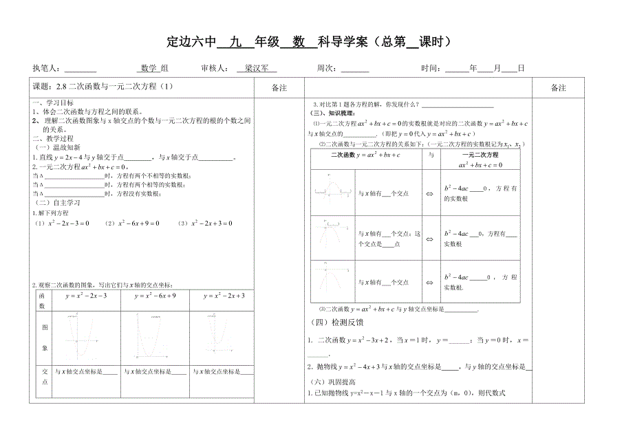 28二次函数与一元二次方程（1）_第1页