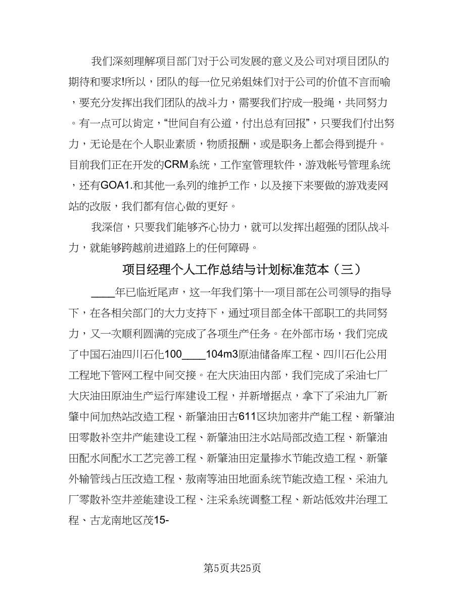 项目经理个人工作总结与计划标准范本（7篇）.doc_第5页