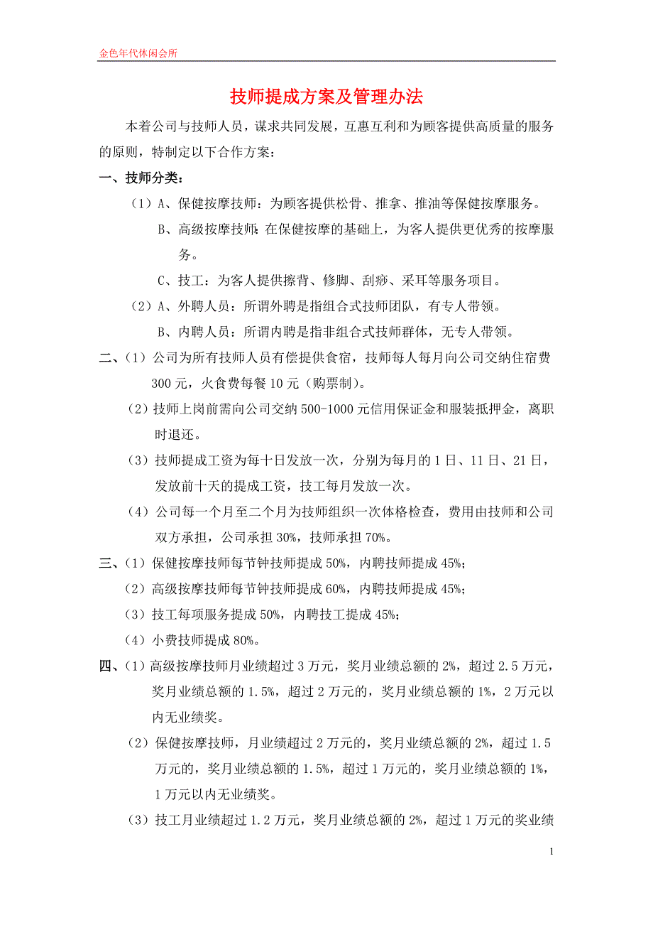 酒店按摩部员工日常管理制度.doc_第1页