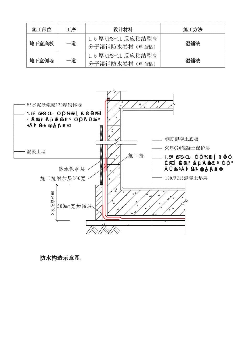 防水施工方案底板湿铺法_第5页